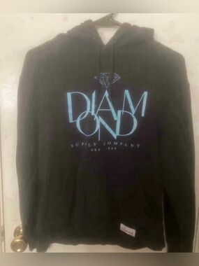 Diamond Supply Co. Black Hoodie with Light Blue Logo